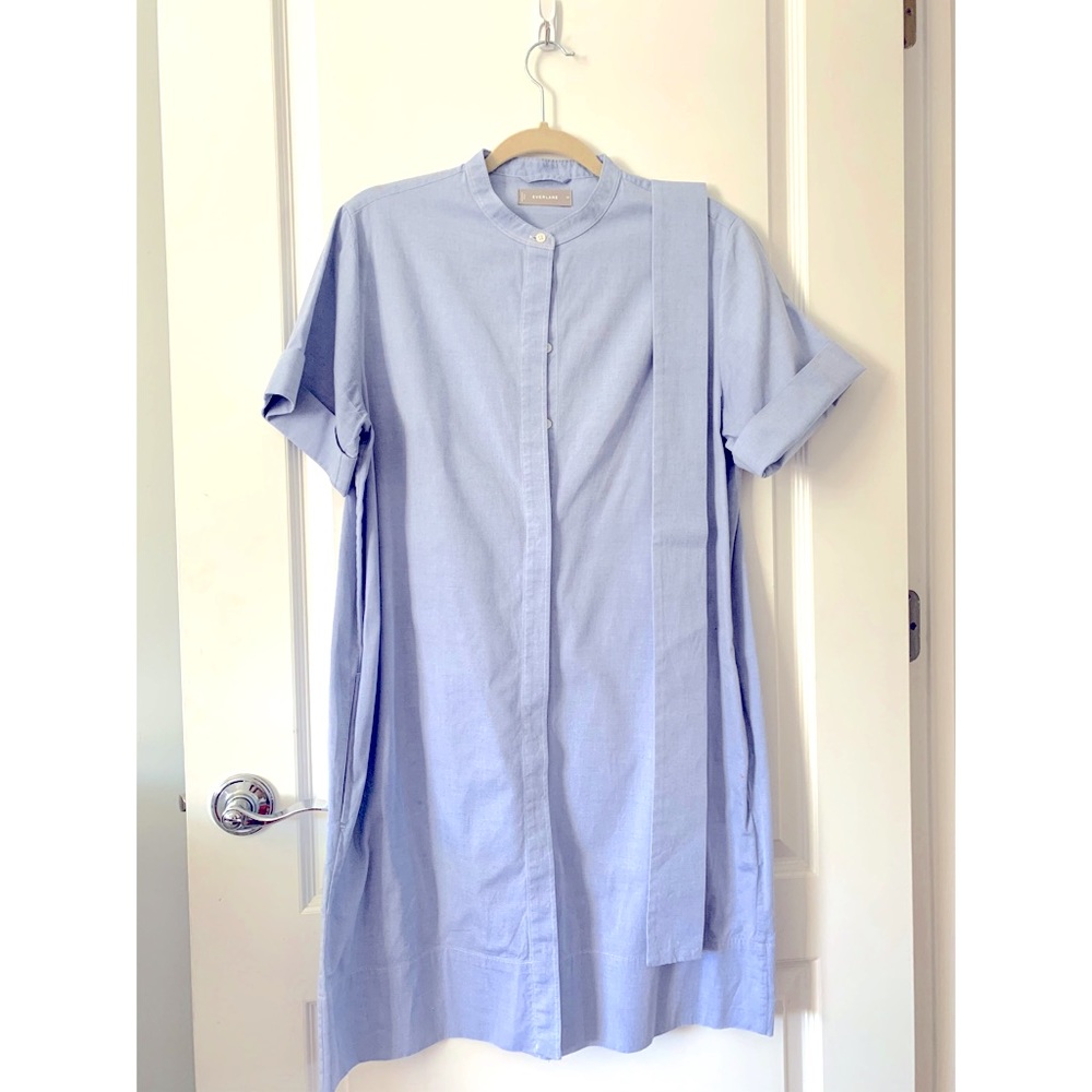 Everlane Cotton Collarless Belted Shirtdress